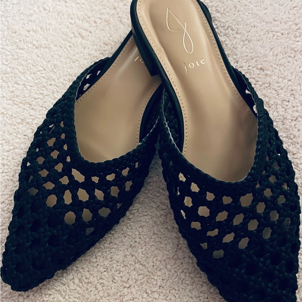 Joie Behold Black Woven Pointed Toe Mules/ no box/great condition - Picture 2 of 15